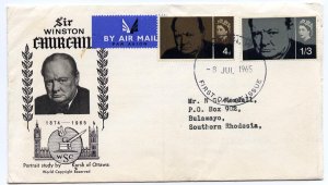 Great Britain Winston Churchill First Day to Southern Rhodesia, 1965