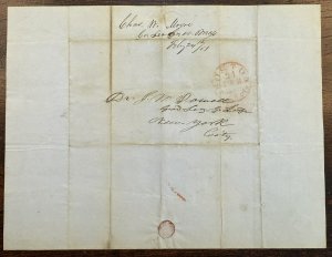 1851 US Stampless Folded Letter - Boston  (unfolded)