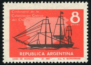 ARGENTINA Sc 784 MLH - 1965 8p - Clipper Mimosa & Map of Patagonia