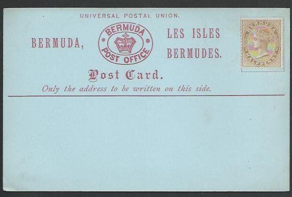 BERMUDA QV formular postcard with ½d adhesive, unused, scarce..............56913