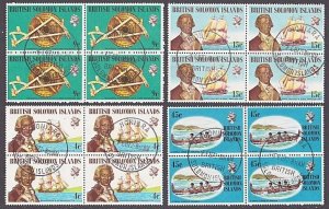 SOLOMON IS 1972 Ships / Nivagators set fine used blocks of 4..............a3895