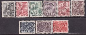 Poland 1951-2 Sc 528-33, B68-B69A Reconstruction 6 Year Plan Stamp Used