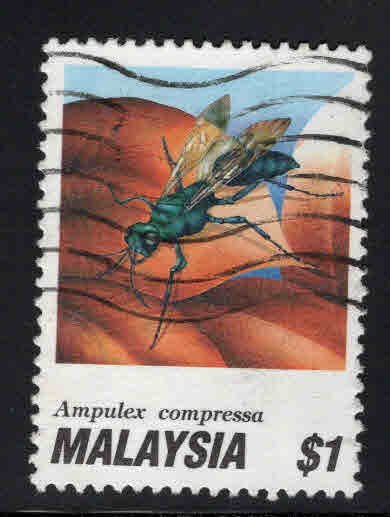 Malaysia Scott 441 Used key Wasp stamp from 1991 set