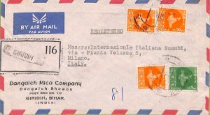 ac6742 - INDIA  - POSTAL HISTORY -  Registered AIRMAIL COVER to ITALY 1964