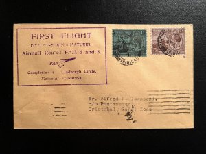 1931 Trinidad and Tobago Airmail FAM 5 FAM 6 First Flight Cover FFC to Cristobal