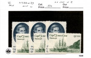 United States Postage Stamp, #1732-1733 (3 EA) Mint NH, 1978 Cpatain Cook (AB)