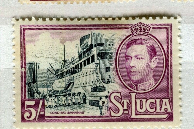 ST. LUCIA; 1938 early GVI issue Mint hinged 5s. value