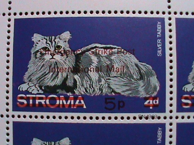 ​STROMA-1969-SILVER TABBY CATS-EMERGENCY STRIKE POST- MNH SHEET VERY FINE