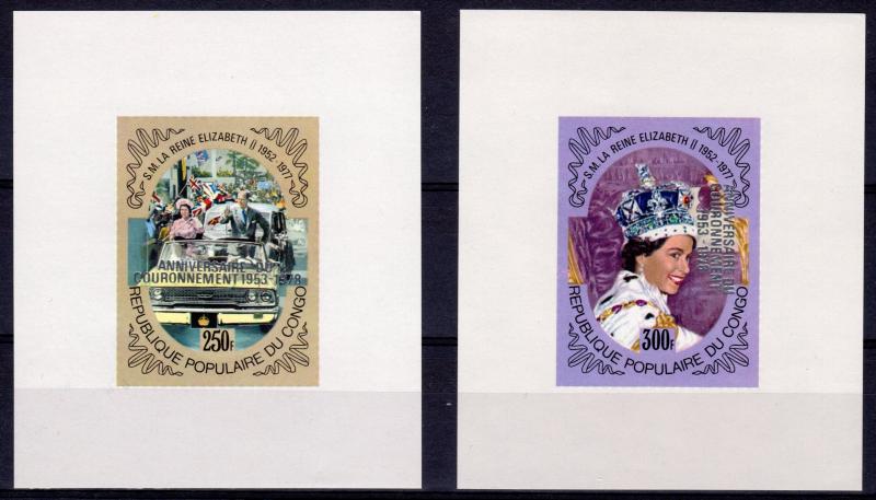 Congo 1978 Mi#645/646 Coronation 25th.Anniv./Cars RR-Chevrolet DELUXE SS (2) MNH