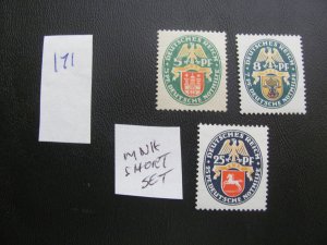 Germany 1928 MNH SC B23/25 SHORT SET  XF 70 EUROS (171)