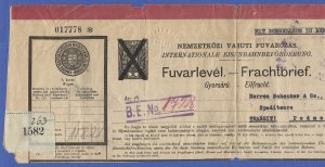 HUNGARY 1917 Revenue Paper, Railway Bill of Lading, Bft 7, Used Komarno 1934