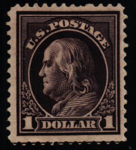 US Scott #423 - VF - $1 Franklin - Violet Brown - OG - 1915