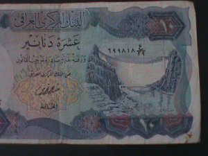 IRAQ-CENTRAL BANK OF IRAQ-10 DINARS CIRCULATED VERY OLD-ANTIQUE BANK NOTE-VF