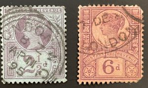 Great Britain #114,119 Used - Queen Victoria Jubilee Issues 1887-1892