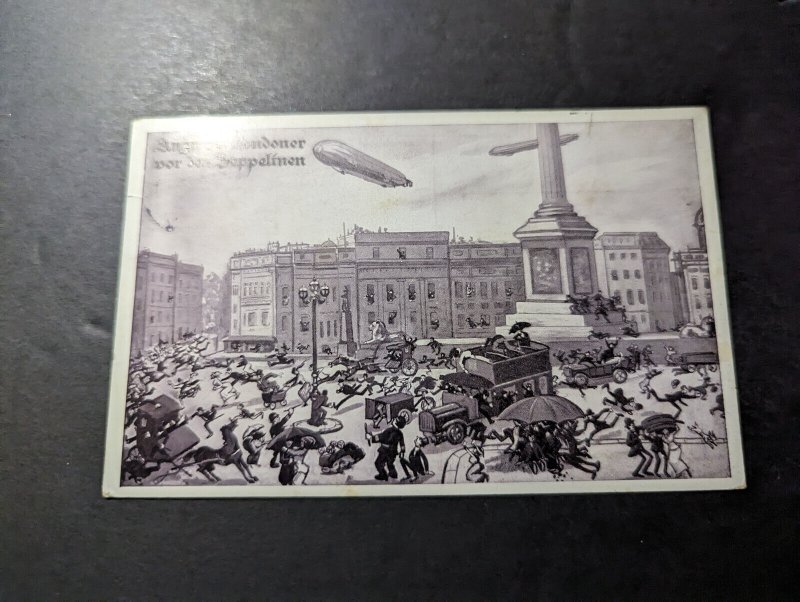1917 Germany Zeppelin Postcard Cover Dresden to Oelsnitz