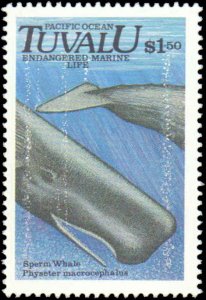 Tuvalu #570-573, Complete Set(4), 1991, Marine Life, Whales, Turtles, Never H...