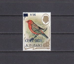 Aitutaki, Scott cat. O40. Bird value o/printed in Green OHMS. OFFICIAL Stamp.