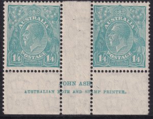 Sc# 124 imperf gutter pair 1932 Australia 1/4 KGV MNH p13½x12½ Wmk 228 CV $290.