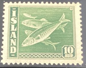 Iceland #221b Mint Never Hinged 1939 Fish perf 14x13.5