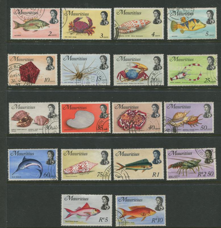 Mauritius -Scott 339-356 -Fish Definitive Issue-1969 -FU- Set of 18 Stamp