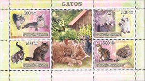 Guinea-Bissau - 2007 Domestic Cats, Tabby - 4 Stamp Sheet - Michel #3586-9