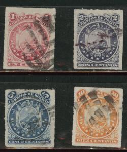 Bolivia Scott 24-27 used rouletted 1887 stamp set CV $22