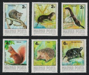 Hungary Hedgehog Squirrel Turtle Stoat Cat Otter Protected Animals 6v 1986