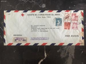 1955 Tokyo Japan Airmail Registered Red Cross Cover To Switzerland
