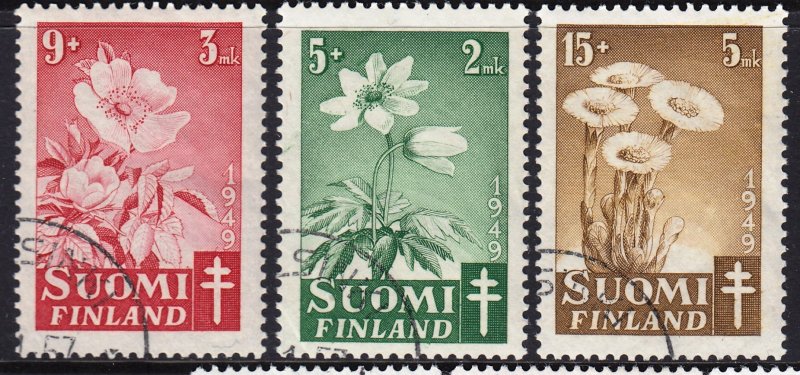 Finland 1949 Flora - Tuberculosis Fund Complete Used Set SC B98-B100