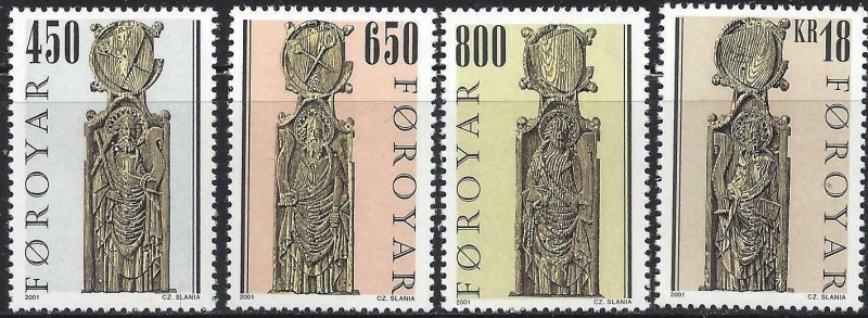 Faroe Islands 2001 #389-92 MNH. Wood carvings