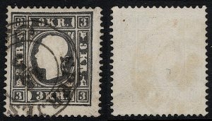 Austria - 1858 - Scott #7a - used - T. I - EPERJES pmk Slovakia - Print variety