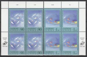 United Nations Geneva #327-8  MNH  Inscription Blocks CV $12.00  (A4777)