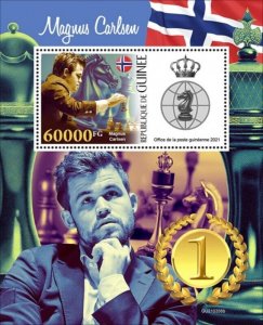 Guinea - 2021 Chess Champ Magnus Carlsen - Stamp Souvenir Sheet - GU210356b