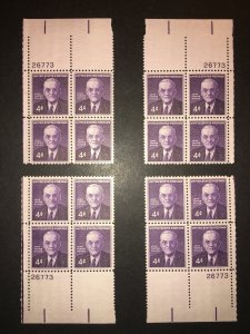 Scott #1172 John Foster Dulles Matched Plate Blocks MNH