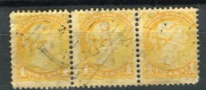 CANADA; 1880s classic QV Small Head issue fine used 1c. Strip of 3