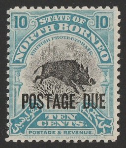 NORTH BORNEO 1918 Postage Due Wild Boar 10c, perf 12½. MNH **.