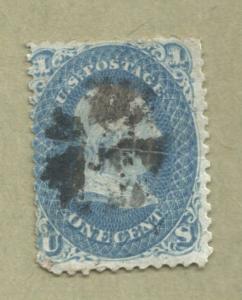 Scott # 63 1 cent Blue Franklin 1861-1862