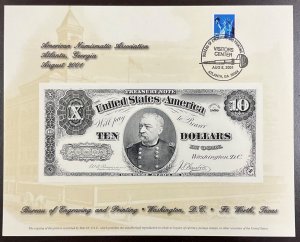 BEP B254 Souvenir Card $10 Treasury Note - Canceled & Uncanceled