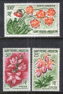 St Pierre and Miquelon 360-361,C24 Flowers MNH VF