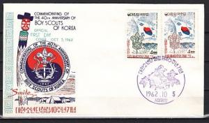South Korea, Scott cat. 358-359. Boy Scouts Anniversary. First day cover. ^