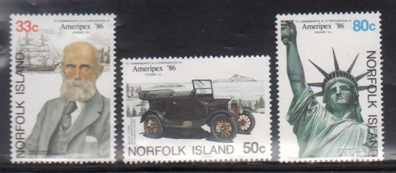 Norfolk Island 382-4 Ameripex 86 Mint NH