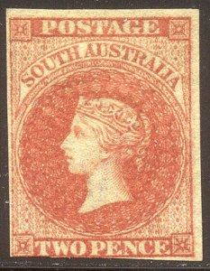 SOUTH AUSTRALIA #2 Mint (H) - 1855 2p Dull Carmine