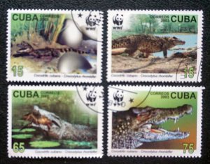 CUBA Sc# 4342-4345 WORLD WILDLIFE FUND reptiles WWF  Cpl set of 4  2003 used cto