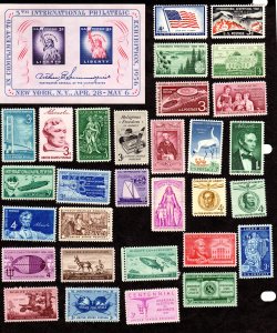 US Postage Lot Scott # 1065-1089, 1100-1118, MH.Face = $ 1.82 Lot 230725 -01