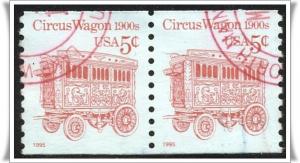 ♦SC#2452d 5¢ Circus Wagon Coil Pair Used