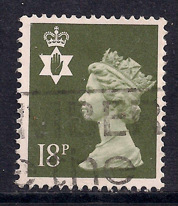 Northern Ireland GB 1987 QE2 18p Olive Grey Machin SG NI 46 ( 972 )