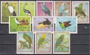 Ajman, Mi cat. 394-404 A. Birds & Parrots issue. ^