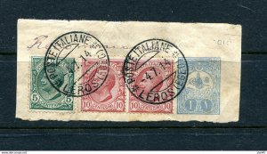 Italy 1914 Mixed franking with Turkey. Leros cancel Used On piece 14109