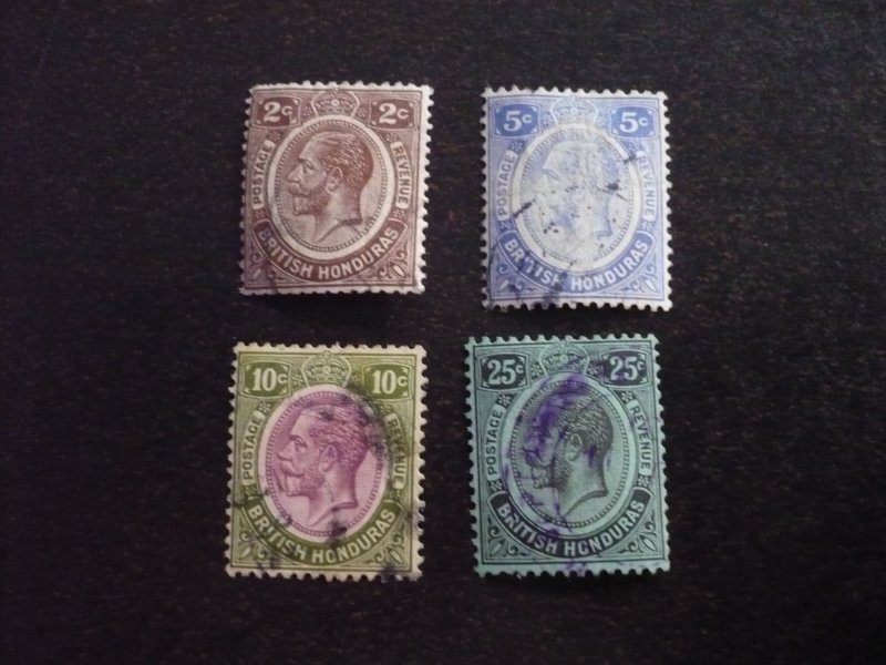 Stamps - British Honduras - Scott# 93,97-99 - Used Part Set of 4 Stamps