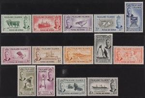 FALKLAND ISLANDS 1952 KGVI Pictorial set ½d - £1. MNH **. 